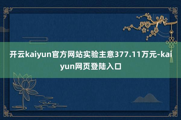 开云kaiyun官方网站实验主意377.11万元-kaiyun网页登陆入口