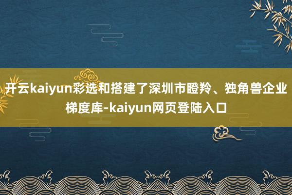 开云kaiyun彩选和搭建了深圳市瞪羚、独角兽企业梯度库-kaiyun网页登陆入口